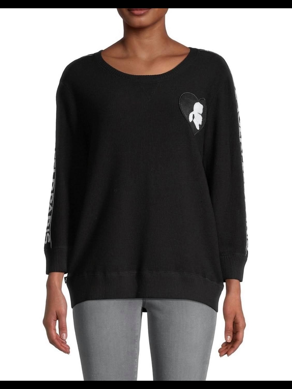 Karl Lagerfeld Black Crewneck Sweater with Heart Logo NWT PTP: 24-25.5, L: 27.5